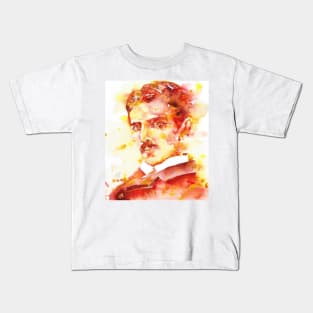 NIKOLA TESLA watercolor portrait .8 Kids T-Shirt